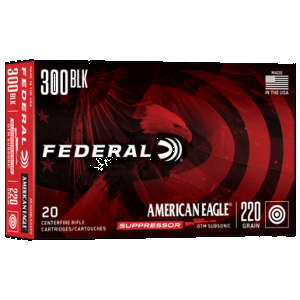 Federal American Eagle Suppressor Rifle Ammo 300 Blackout 220 gr. Open Tip Match 20 rd.