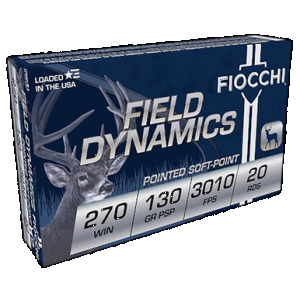 FIOCCHI Field Dynamics Centerfire Rifle Ammo 270 Win. 130 Gr. Psp 20 Rd.