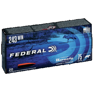 FEDERAL Varmint & Predator Ammo 243 Win. 75 Gr. V-max 20 Rd.