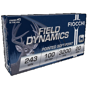 FIOCCHI Field Dynamics Centerfire Rifle Ammo 243 Win. 100 Gr. Psp 20 Rd.