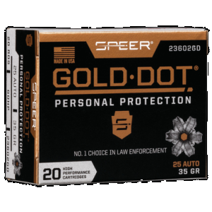 Speer Gold Dot Handgun Ammo 25 ACP 35 gr. HP 20 rd.