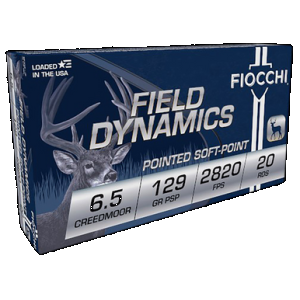 Fiocchi Field Dynamics Centerfire Rifle Ammo 6.5 Creedmoor 129 gr. PSP 20 rd.
