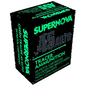 Supernova PMSN45ACG Green Tracer Non Corrosive 45ACP 225gr Full Metal Jacket 20 Rounds