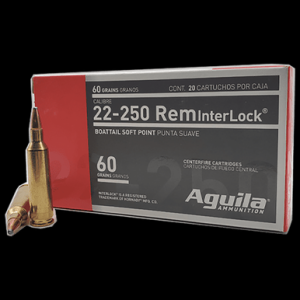 AGUILA 8338ag 22-250rem 60gr Interlock Boat Tail Soft Point 20 Rounds