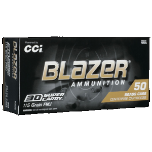 CCI Blazer Brass Pistol Ammo 30 Super Carry 115 Gr. Fmj 50 Rd.