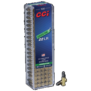 CCI Green Tag Competition 22 Long Rifle Lead Round Nose 40 Grain 100 Rounds