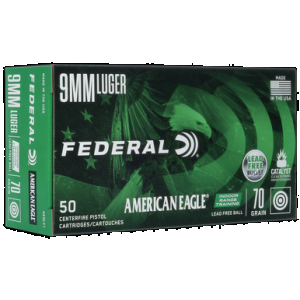 Federal American Eagle IRT 9mm Luger Lead Free Ball 70 Grain 50 Rounds