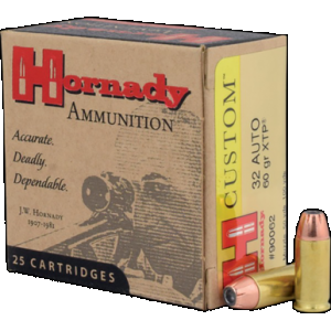 HORNADY Custom Handgun Ammo 32 Acp 60 Gr. Xtp 25 Rd.