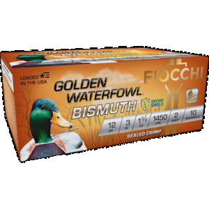 FIOCCHI Golden Waterfowl Bismuth Shotgun Ammo 12 Ga. 3 In. 1 3/8 Oz. 2 Shot 10 Rd.