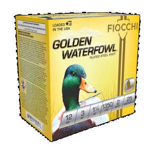 Fiocchi 123SGW2 Golden Waterfowl 12Gauge 3" 1 1/4oz 2Shot 25 Rounds