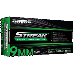 AMMO Inc Streak Target 9mm Luger Handgun AMMO - 124 Grain | Tmc | Green | 50rd Box