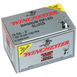 WINCHESTER Ammo X123rs15vp Super X 12gauge 3" 1oz Rifled Slug Shot 15 Rounds