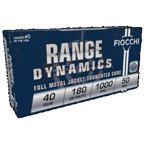 FIOCCHI Range Dynamics Pistol Ammo 40 S&w 180 Gr. Fmjtc 50 Rd.