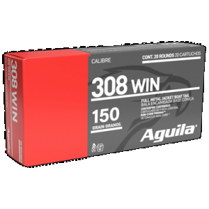 Aguila Ammunition .308 Win Rifle Ammo - 150 Grain | FMJ-BT | 20rd Box