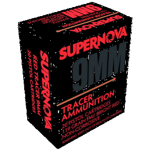 Supernova PMSN9MMR Red Tracer Non Corrosive 9mmLuger 119gr Full Metal Jacket 20 Rounds