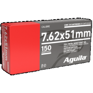 AGUILA Rifle Ammo 7.62x51mm Fmjbt 150 Grain 20 Rounds