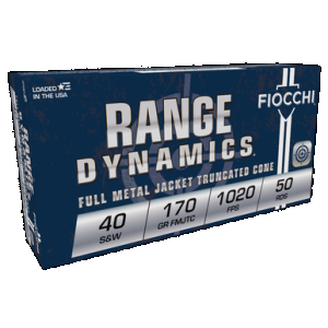 FIOCCHI Range Dynamics Pistol Ammo 40 S&w 170 Gr. Fmjtc 50 Rd.