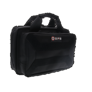 GPS Bags PC15 Pistol Case Black 600D Polyester with Mag Storage, Lockable Zippers & Cushioned Compartment Holds 1 Handgun