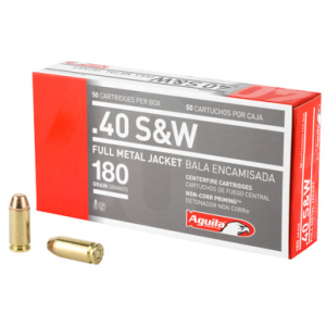 Aguila Ammunition 40 Smith and Wesson FMJ Flat Nose 180 Grain 50 Rounds