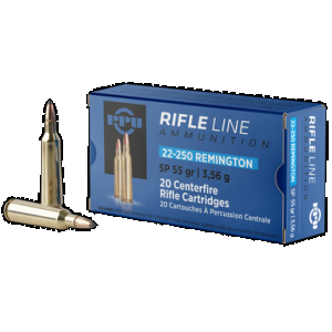 PPU Pp22250 Standard Rifle 22-250rem 55gr Soft Point 20 Rounds