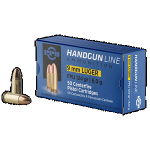 PPU Pph9f2 Handgun 9mmluger 124gr Full Metal Jacket 50 Rounds