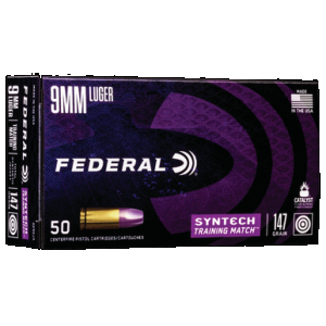 Federal American Eagle Training Match 9mm Luger Total Synthetic Jacket 147 Grain 50 Rounds