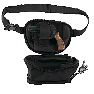 Bulldog BD850 Fanny Pack Small Handgun Holster Black Water-Resistant Nylon, Fits Up To 50" Waist, Ambidextrous