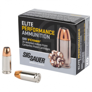 SIG Sauer V-crown 9mm Luger Jacketed Hollow Point 147 Grain 20 Rounds