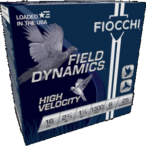 FIOCCHI High Velocity Hunting Loads 16 Ga. 2.75 In. 1 1/8 Oz. 6 Shot 25 Rd.
