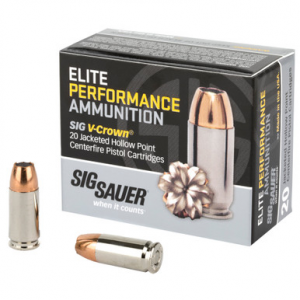 SIG Sauer V-crown 9mm Luger Jacketed Hollow Point 115 Grain 20 Rounds
