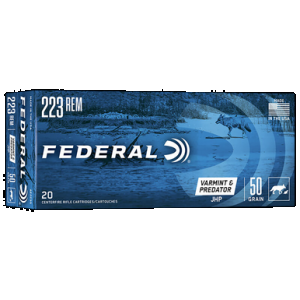 FEDERAL Ae223g American Eagle Varmint & Predator 223rem 50gr Jacketed Hollow Point 20 Rounds