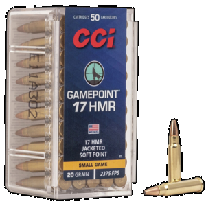 CCI GamePoint Rimfire Ammo 17 HMR 20 gr. Jacketed Hollow Point 50 rd.