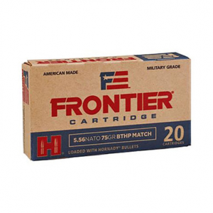 HORNADY Frontier Rifle Ammo 5.56 Nato 75 Gr. Bthp Match 20 Rd.