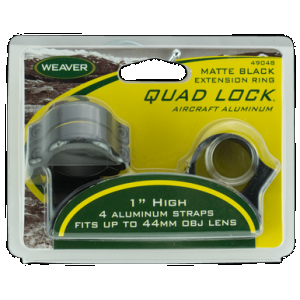 Weaver Mounts 49048 Quad Lock Detachable Rings Matte Black 1" High Extended