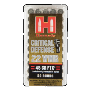 HORNADY Critical Defense Rimfire Ammo 22 Mag 45 Gr. Flex Tip Expanding 50 Rd.