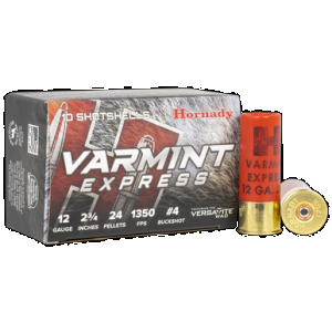 Hornady Varmint Express Shotgun Ammo 12 ga. 2.75 in. 24 Pellets 4 Buckshot 10 rd.