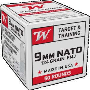 Winchester Ammo W9NATO50 USA 9mmNATO 124gr Full Metal Jacket 50 Rounds