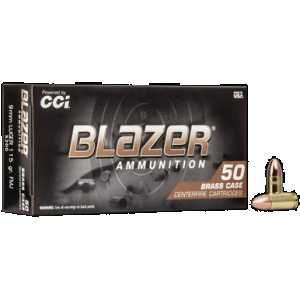 CCI Blazer Brass Pistol Ammo 9mm Luger 115 Gr. Fmj Round Nose 50 Rd.