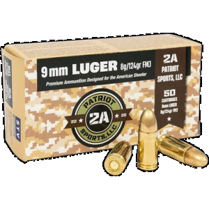 PATRIOT Sports Llc P9mm124f 9mmluger 124gr Full Metal Jacket 50 Rounds