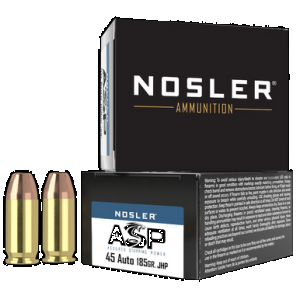 NOSLER Asp Handgun Ammo 45 Acp 185 Gr. Hg Jhp 20 Rd.