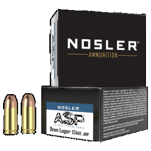 NOSLER Asp Handgun Ammo 9mm 124 Gr. Hg Jhp 20 Rd.