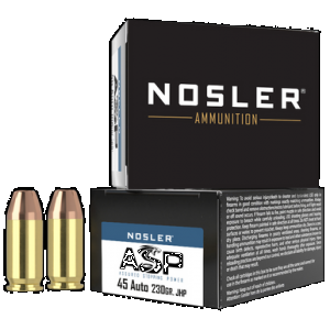 NOSLER Asp Suppressor Ready Handgun Ammo 45 Acp 230 Gr. Hg Jhp 20 Rd.