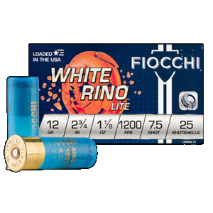 FIOCCHI 12wrnl75 Exacta Target White Rino Lite 12gauge 2.75" 1 1/8oz 7.5shot 25 Rounds