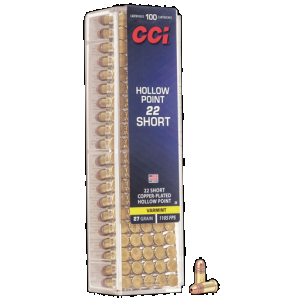 CCI Varmint Rimfire Ammo 22 Short 27 Gr. Copper Plated Hp 100 Rd.