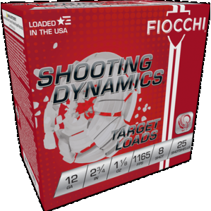 FIOCCHI Shooting Dynamics Shotgun Loads 12 Ga. 2.75 In. 1 1/8 Oz. 1165 Fps 8 Shot 25 Rd.