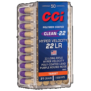 CCI Clean-22 Hyper Velocity 22 Long Rifle Lead Round Nose 31 Grain 50 Rounds