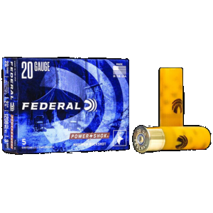 FEDERAL Power-shok Shotgun Ammo 20 Ga. 2.75 In. 20 Pellets 3 Buck 5 Rd.