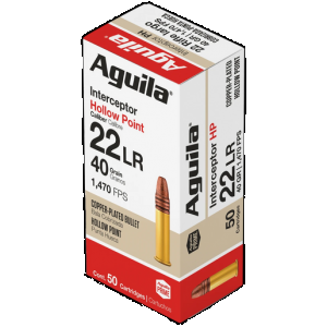 AGUILA Ammunition Interceptor .22 Long Rifle Copper Plated Hollow Point 40 Grain 50 Rounds