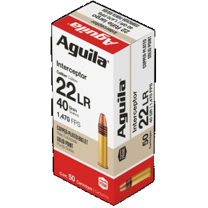 AGUILA Ammunition .22 Lr Interceptor Copper Plated Solid Point 40 Grain 50 Rounds