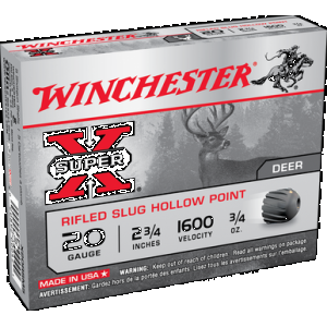WINCHESTER Super-x Rifled Slug Hollow Point 20 Ga. 2.75 In. 3/4 Oz. Rifled Slug 5 Rd.